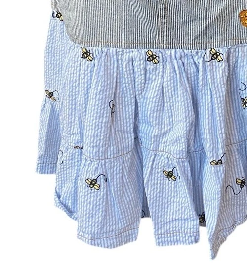 vintage Denim ruffled Skirt Women 12 Winnie Pooh Seersucker Jean Y2k 90s Disney - Image 2 of 4