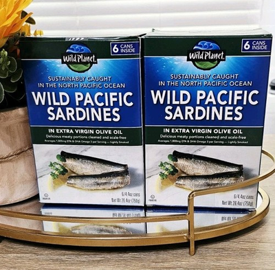 #ad 2 pk Wild Pacific Sardines in Extra Virgin Olive Oil 4.4 oz. 6 count Ea = 12 $36.90