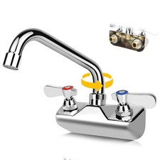 Leak-Free Commercial Sink Faucet 8" Swivel Spout, Wall Mount Kitchen Hand Sin...