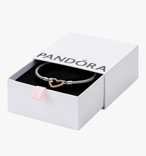 Pandora 569539C00 Moments Heart Closure Snake Chain Bracelet W Box