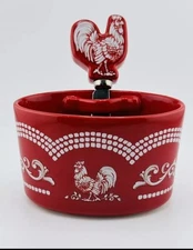 Red Doodle Doo Rooster Dip Temptations Cheese Dip Serving Dish w Spreader