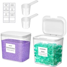 Sturdy 2PCS Laundry Pods  Detergent Containers with Snap Lid   0.72 Gallons