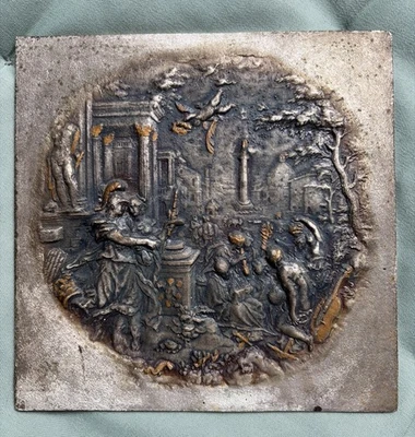 rare sculpture statue relief médaillon plaque scène Minerve art peinture bronze - Photo 1/4
