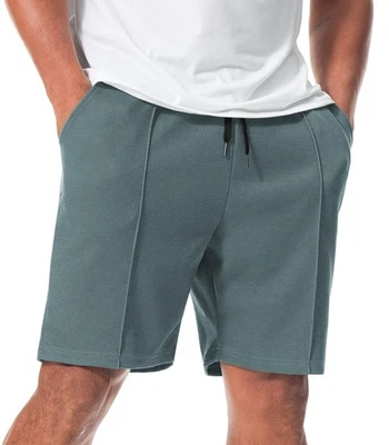 Shorts Homme Bermudas Casual Gaufre avec Poches Couleur Unie Shorts Sport Été - Photo 1/4