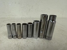 Lot of S-K Tools 121US & S-161 Drive 6 Point Deep Chrome Socket Set USA