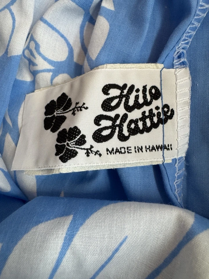 NUEVO HILO HATTIE Niñas 14 Vestido Hawaiano Azul Blanco Estampado Floral Nuevo con Etiquetas Foto 4 de 4