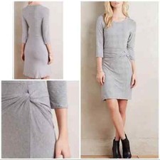 Anthropologie Amadi Womens Size M Knotted Knit Striped Dress Stretch Jersey