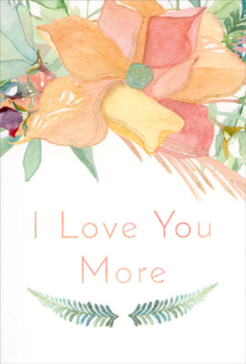 Pictura I Love You More  Large Peach Flower  Our Wedding Anniversary Card