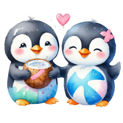 Wandtattoo Aufkleber Pinguin bei Pool Party       Wandaufkleber 18X18 cm Groß