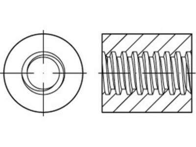 5 x Rundmuttern mit Trapezgewinde,Höhe  1,5 d ART 88089  TR 26 x 5 x D50 x L39, 