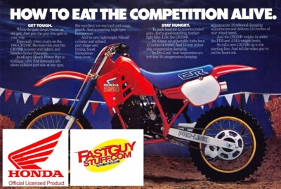 LICENSED HONDA VINTAGE 1986 CR250R wings decal shroud stickers WORKS BIKE CR250