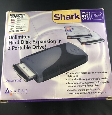 Avatar Shark PortableExternal Hard Drive Storage AR-2250SP PC parallel port-J2.2
