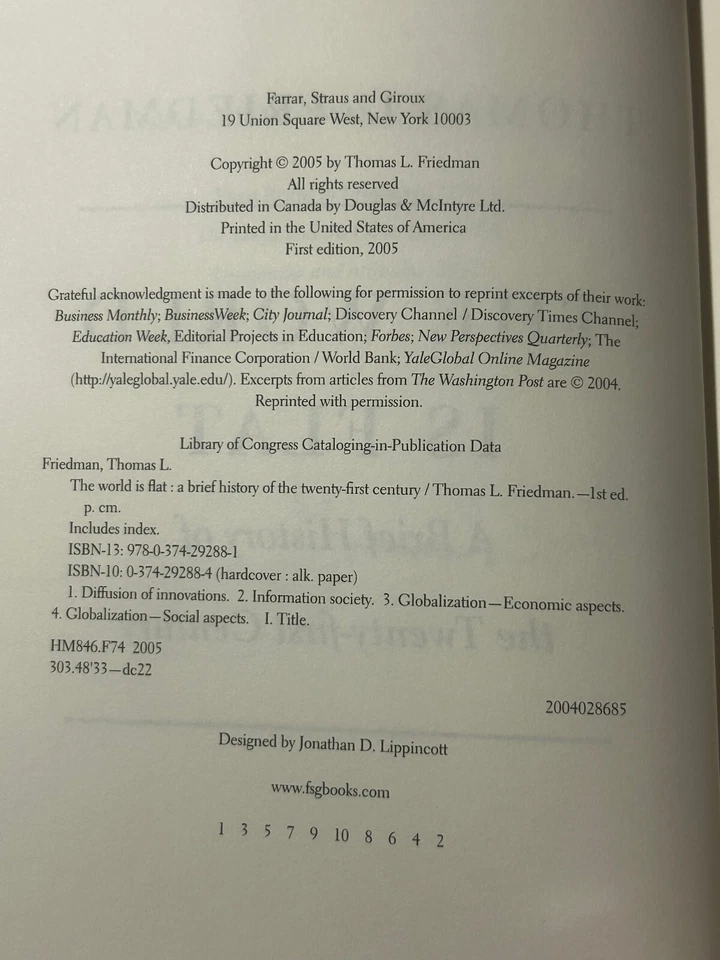 Signed Copy: The World Is Flat by Thomas L Friedman, 2005 - HC/DJ/New/1st ed - Image 3 of 4