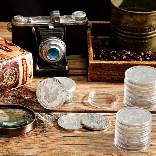 10 Pcs Coin Holder Clear Round Capsules 40.6mm for 2oz Coin Silver Round Storage - Bild 7 von 8