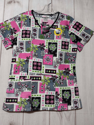 Scrub Star Scrub Top Ladies Extra Small Black Pink