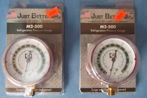 JB Industries M2-500 Gauge Refrigeration Pressure Gauge Surge Pointer Lot of (2)