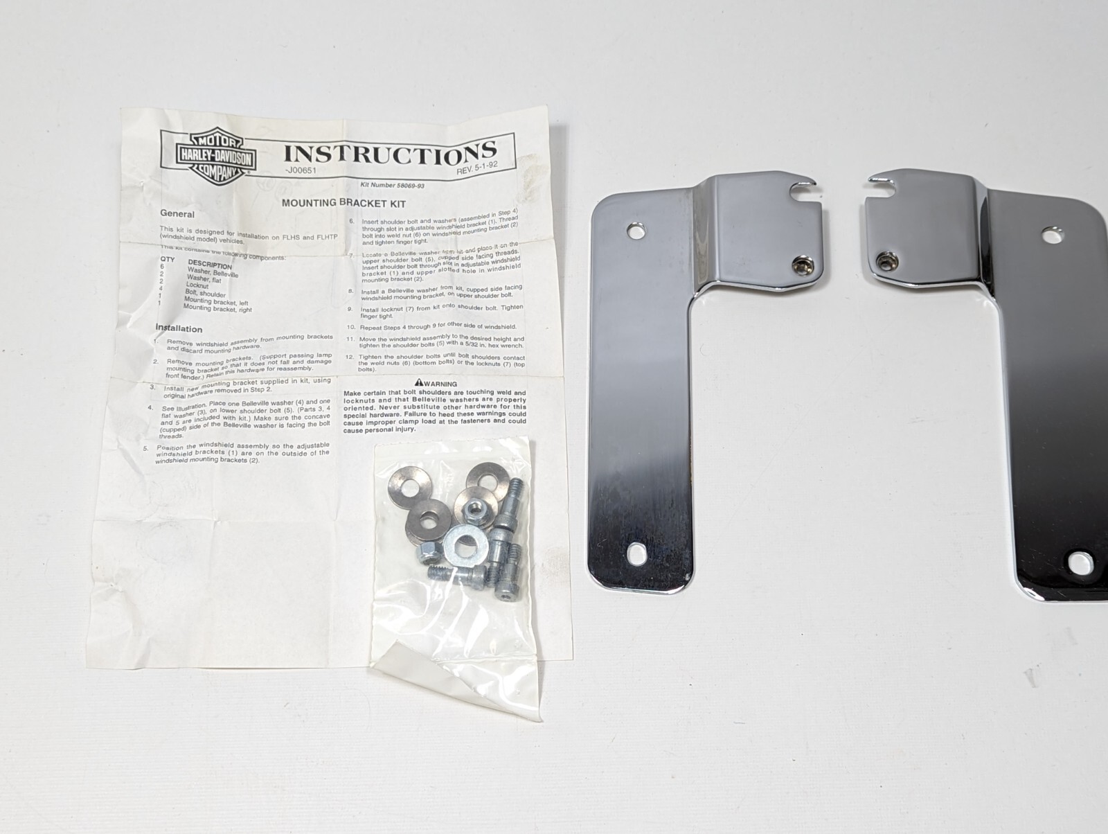 19871993 HarleyDavidson FLHS FLHTP Windshield Mounting Bracket Kit