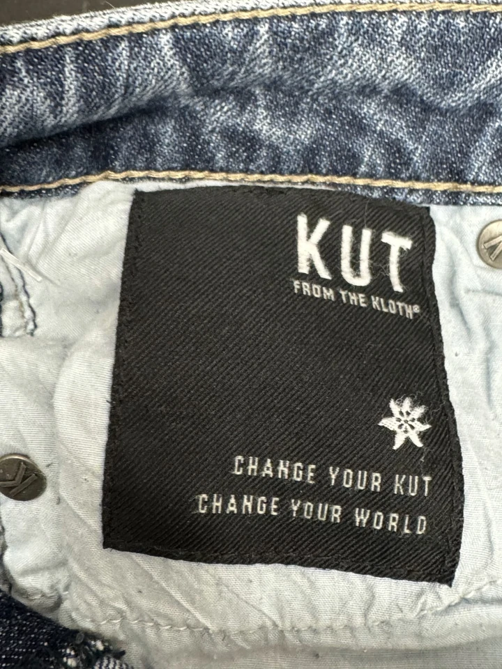 Kut From the Kloth Ankle Jeans Women 2 Blue Denim Cotton Frayed Hem Straight Leg - Image 4 of 4