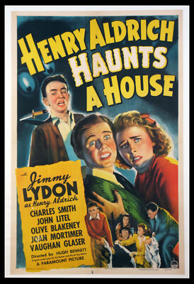 HENRY ALDRICH HAUNTS A HOUSE JIMMY LYDON HORROR COMEDY 1943 1-SHEET LINENBACKED