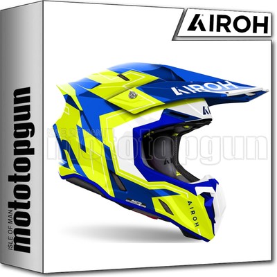 AIROH MOTORCYCLE CROSS HELMET TW3D31 TWIST 3 DIZZY BLUE YELLOW GLOSS SIZE XS