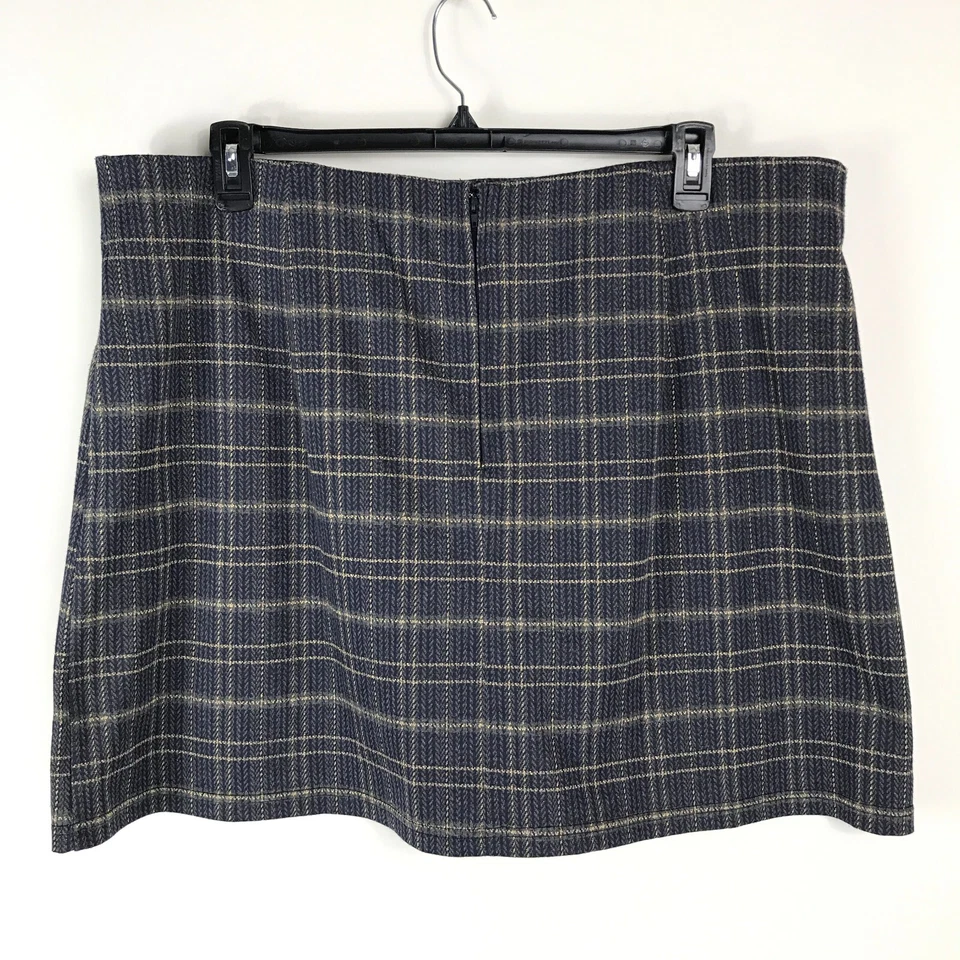 ModCloth Sweet Silver Linings Plaid Mini Skirt Women's Plus Size 2X Zip A-Line - Image 2 of 4