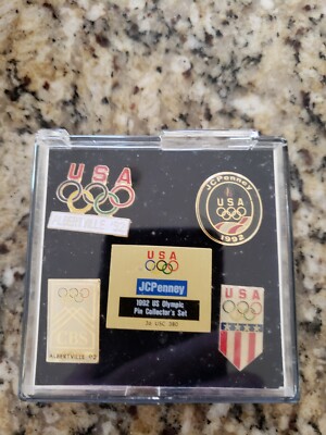 1992 ALBERTVILLE US OLYMPIC PIN COLLECTOR'S SET OF 5 PINS JC PENNEY BRAND NIB