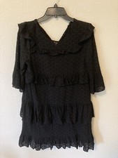 Madewell Waterlily Ruffle Eyelet Dress Black Size 8