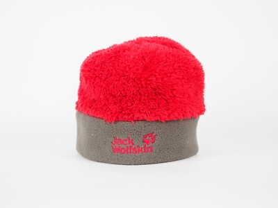 Kinder Jack Wolfskin Highloft 1900441 Indianer Rot Fell Fleece Beanie Mütze