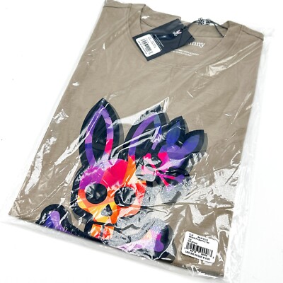 【ハッピー】 NEW* Men Psycho Bunny Randolph Graphic Tee STONE BEIGE