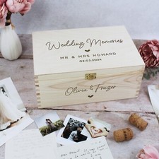 Large Personalised Wedding Memories Box Wooden Memory Box Mr & Mrs Name and Date