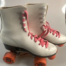 VINTAGE Women's White Leather Roller Star Derby Skates Sz 6 Roller Star 965 EUC