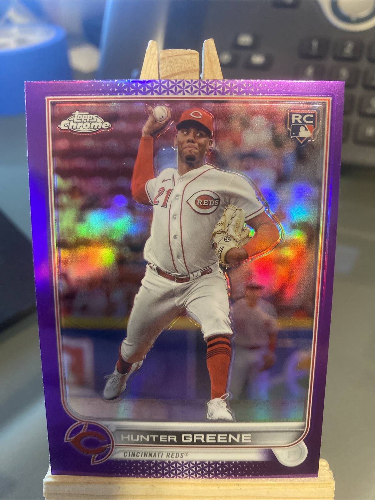 2022 Topps Chrome Update Hunter Greene Rookie RC #USC191 Purple Refractor Reds