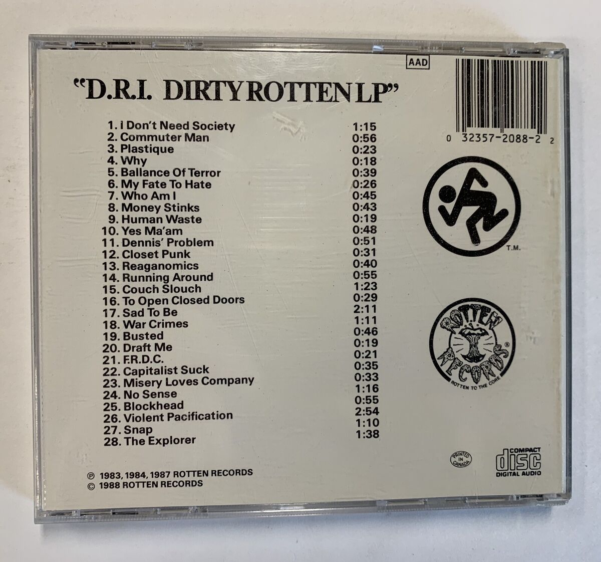 D.R.I. Dirty Rotten Imbeciles - Dirty Rotten LP CD 1988 D.R.I. Dirty Rotten Imbeciles - Dirty Rotten LP CD 1988