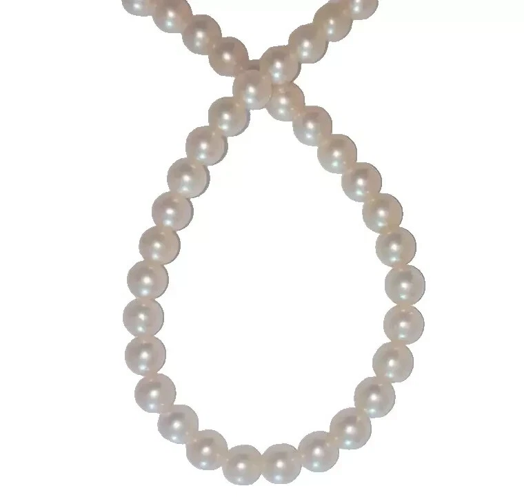 AFFARE! COLLANA di PERLE AKOYA GIAPPONE ACQUA SALATA ROTONDE CREMA ARGENTO 925 - Immagine 3 di 4