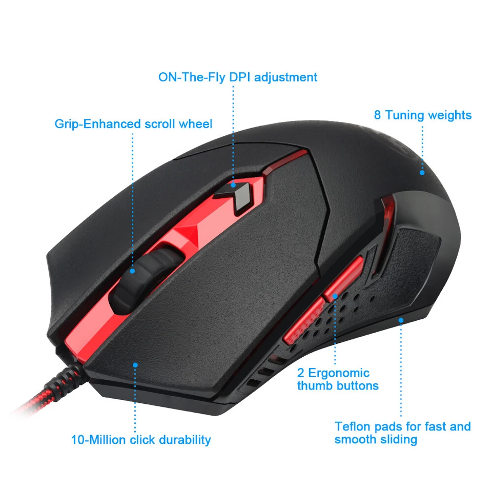 Gaming Keyboard Mouse Earset and Pad Set USB 104 keys Mechanical Feel Wired - Image 3 of 4