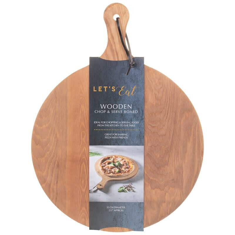 Tabla de pizza de madera natural 2 en 1 ideal para picar y servir alimentos