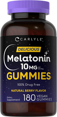 Melatonin Gummies 10Mg 180 Count Adult Drug Free Aid Berry Flavor Vegan, Non-Gmo