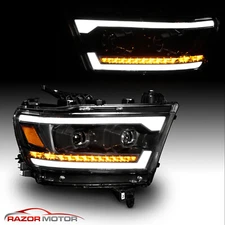 [Sequentail LED] For 2019-2023 Dodge Ram 1500 Black DRL Right Side Headlights