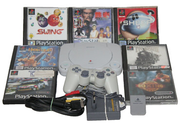Playstation 1 Slim PSone Konsole +Original Controller+Alle Kabel+1 Gratis Spiel