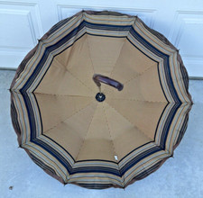 Vintage Victorian Style Double Layer Parasol Umbrella Leather Handle