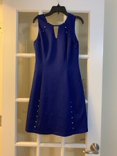 Guess womens blue sleeveless dress gold button accent womens size 4