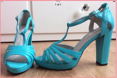 turquoise block heel shoes