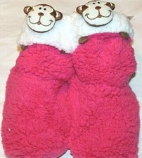 Women's Animal Faces Cozy Sherpa Bootie Slippers - Panda, Monkey, Cat More