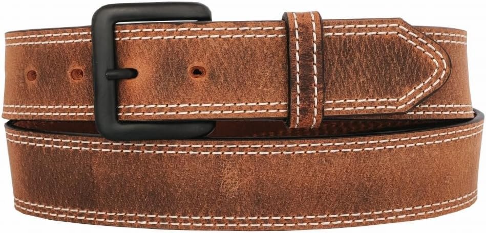 Heritage Leathers USA Full Grain Leather Stitched Belt, Vintage