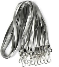 100PCS Gray Bulk Lanyards Premium Nylon Badge Lanyards Office Teachers Students