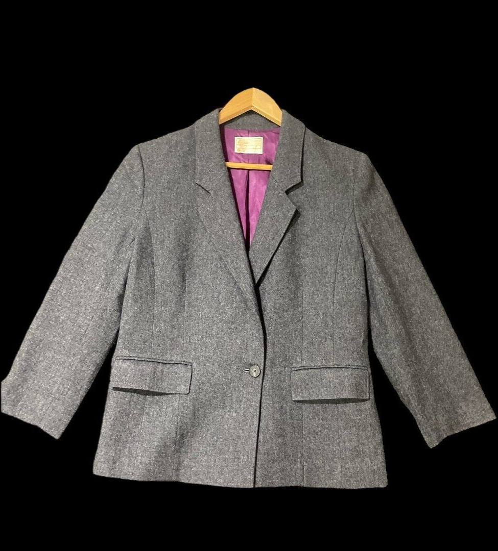 Pendleton Vintage Gray Purple Lined Wool Single B… - image 1