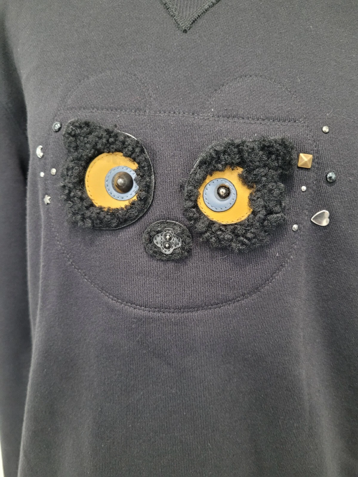 Felpa Coach Edizione Limitata Shearling Trim Borchie Orso Taglia S Nera