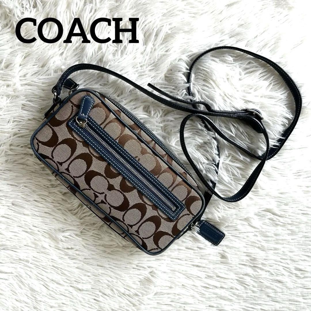 Coach Rare Jacquard Blue Shoulder Bag Pre-Owned Accessory Pouch