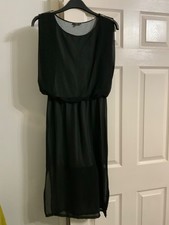 Warehouse Little Black Dress zip detail chiffon Size 10 stunning