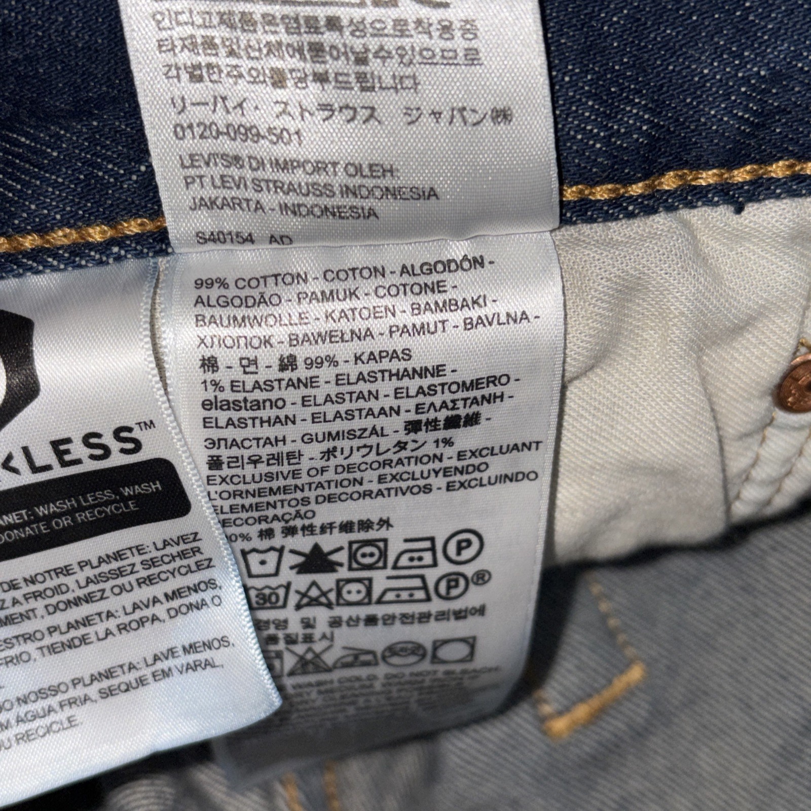 Levi's 501 Jeans Straight Leg Button Fly Denim Blue Mens Size 40x34 Fits 39 X 33 - View 6